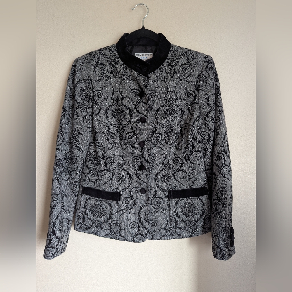 Covington Black and Gray Paisley Blazer Size 6